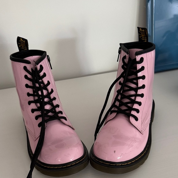 Dr. Martens Glossy Pink Combat Boots Size 5 - Picture 2 of 10